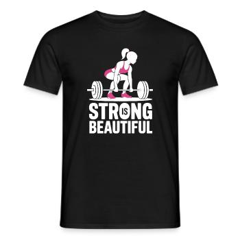 Bodybuilder Gym Girl Barbell Power Beauty - Men's T-Shirt - black - Front - AI Model Male 178 light (178cm)