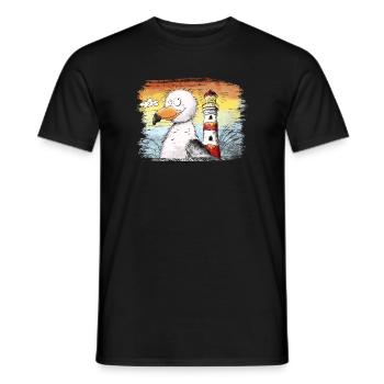 Seagull Holiday Sea Lighthouse Sunset - Men's T-Shirt - black - Front - AI Model Male 178 light (178cm)