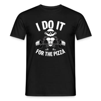 Je le fais pour le bodybuilder Pizza Barbell - T-shirt homme - noir - Devant - AI Model Male 178 light (178cm)