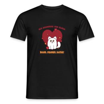 Heart cat with gratitude for you - Men's T-Shirt - black - Front - AI Model Male 178 light (178cm)