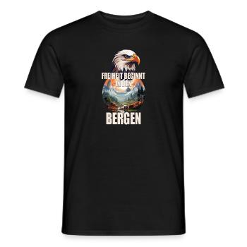 Freiheit beginnt in den Bergen - Männer T-Shirt - Schwarz - Vorne - AI Model Male 178 light (178cm)