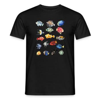 Sea Fish T-Shirt - Colorful Beachwear Pattern - Men's T-Shirt - black - Front - AI Model Male 178 light (178cm)