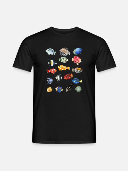 T-shirt Sea Fish - Motif de vêtements de plage colorés - T-shirt homme - noir