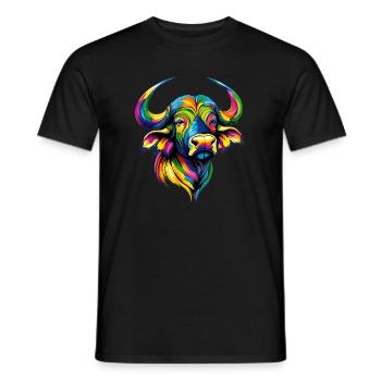 Buffle du Cap Buffalo Safari Buffle d’Afrique - T-shirt homme - noir - Devant - AI Model Male 178 light (178cm)
