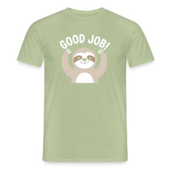 Faultier Gute Arbeit Prost - Männer T-Shirt - Sage - Vorne - AI Model Male 178 light (178cm)