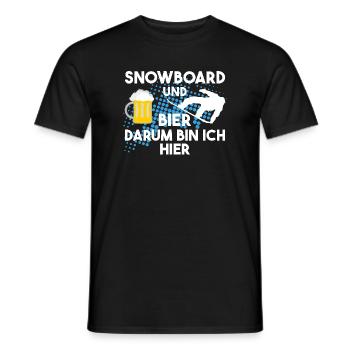 Snowboard und Bier darum bin ich hier - Männer T-Shirt - Schwarz - Vorne - AI Model Male 178 light (178cm)