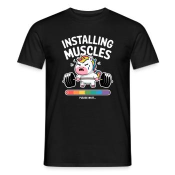 Installing Muscles Unicorn - Men's T-Shirt - black - Front - AI Model Male 178 light (178cm)
