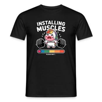 Einhorn hebt Gewichte Laden - Männer T-Shirt - Schwarz - Vorne - AI Model Male 178 light (178cm)