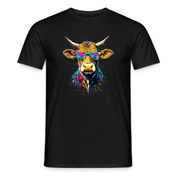 vache fermier boeuf lait veau végétalien vache vache de ferme vaches - T-shirt homme - noir - Devant - AI Model Male 178 light (178cm)