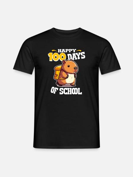 100 Days of School – Cute Capybara Design - Men's T-Shirt - black