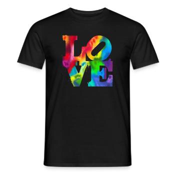 Rainbow Graffiti LOVE Burst - Men's T-Shirt - black - Front - AI Model Male 178 light (178cm)