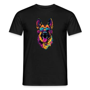 Berger Allemand Couleurs vives Pop Art Chien Chiens de berger - T-shirt homme - noir - Devant - AI Model Male 178 light (178cm)