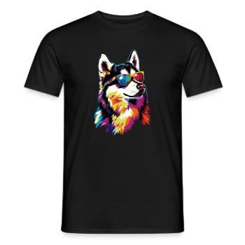 Husky Dogs Lover Dog Love Siberian Huskies - Men's T-Shirt - black - Front - AI Model Male 178 light (178cm)