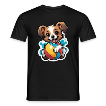 Niedlicher Hund mit Ball Motiv - Männer T-Shirt - Schwarz - Vorne - AI Model Male 178 light (178cm)