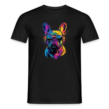 Bouledogue français motif chien dogue allemand Frenchie - T-shirt homme - noir - Devant - AI Model Male 178 light (178cm)