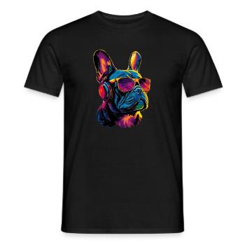 Bouledogue français motif chien dogue allemand Frenchie - T-shirt homme - noir - Devant - AI Model Male 178 light (178cm)