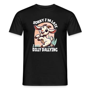 Sorry, ich bin spät – Lustiges Ziegen Design - Männer T-Shirt - Schwarz - Vorne - AI Model Male 178 light (178cm)