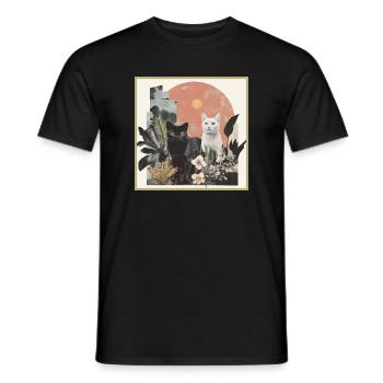 collage de chats - T-shirt homme - noir - Devant - AI Model Male 178 light (178cm)