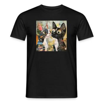 chat chats chat collage de chat - T-shirt homme - noir - Devant - AI Model Male 178 light (178cm)