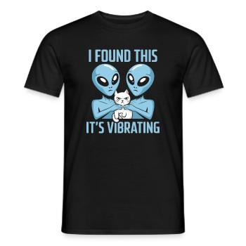 Außerirdische Katze Entdeckung - Männer T-Shirt - Schwarz - Vorne - AI Model Male 178 light (178cm)