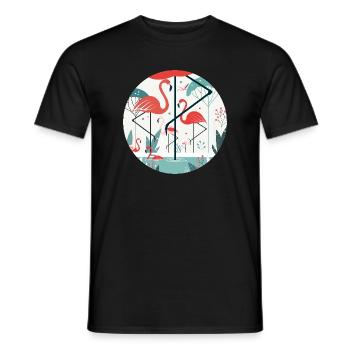 Flamingo Illustration in Tropical Environment - Men's T-Shirt - black - Front - AI Model Male 178 light (178cm)