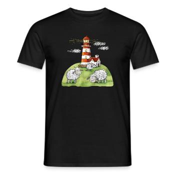 Leuchtturm und Schafe I Nordsee Ostsee Küste - Männer T-Shirt - Schwarz - Vorne - AI Model Male 178 light (178cm)