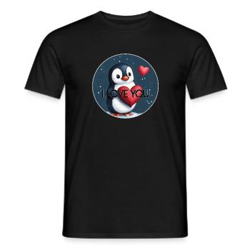 I LOVE YOU PENGUIN - Men's T-Shirt - black - Front - AI Model Male 178 light (178cm)