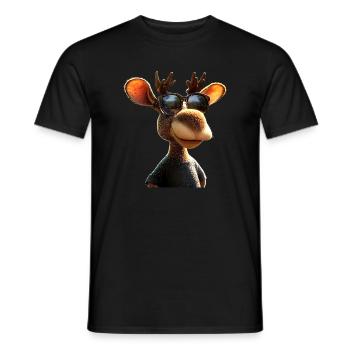 Orignal, Mosses, Bull, Eli, Bois, Cerf, Orignal sauvage - T-shirt homme - noir - Devant - AI Model Male 178 light (178cm)