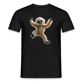 Singe Gibbon Main Blanche Gibbon Singe Mignon Lar Gibbons - T-shirt homme - noir - Devant - AI Model Male 178 light (178cm)