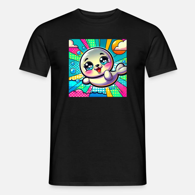 Bunte robbe - Männer T-Shirt - Schwarz