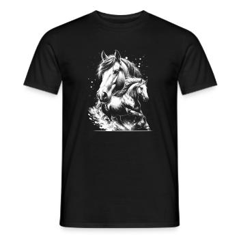 Le cheval blanc au galop comme un portrait cool - T-shirt homme - noir - Devant - AI Model Male 178 light (178cm)