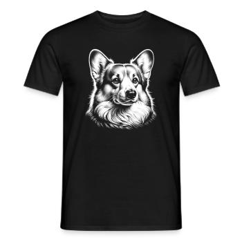 Corgi Portrait - Photorealistic in Black and White - Men's T-Shirt - black - Front - AI Model Male 178 light (178cm)