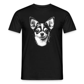 Tête de chihuahua dans le style de dessin en noir et blanc - T-shirt homme - noir - Devant - AI Model Male 178 light (178cm)