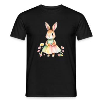 Lapin pastel en robe arc-en-ciel - T-shirt homme - noir - Devant - AI Model Male 178 light (178cm)