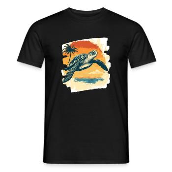 Sea Turtle Retro - Men's T-Shirt - black - Front - AI Model Male 178 light (178cm)