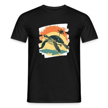 Sea Turtle Retro - Men's T-Shirt - black - Front - AI Model Male 178 light (178cm)