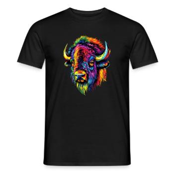 Bison, Bison, Bovins sauvages, Bison, Bison d’Amérique - T-shirt homme - noir - Devant - AI Model Male 178 light (178cm)