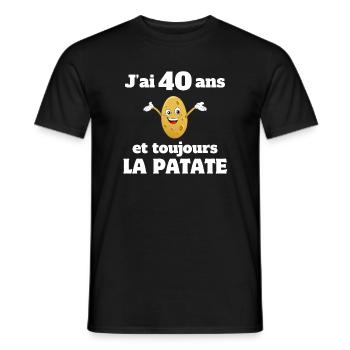 40 years old, 40 years old, I'm 40 years old - Men's T-Shirt - black - Front - AI Model Male 178 light (178cm)