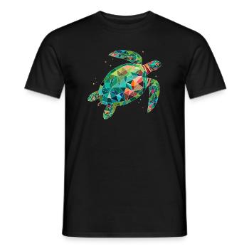 Colorful Water Turtle – Colorful Sea Design - Men's T-Shirt - black - Front - AI Model Male 178 light (178cm)