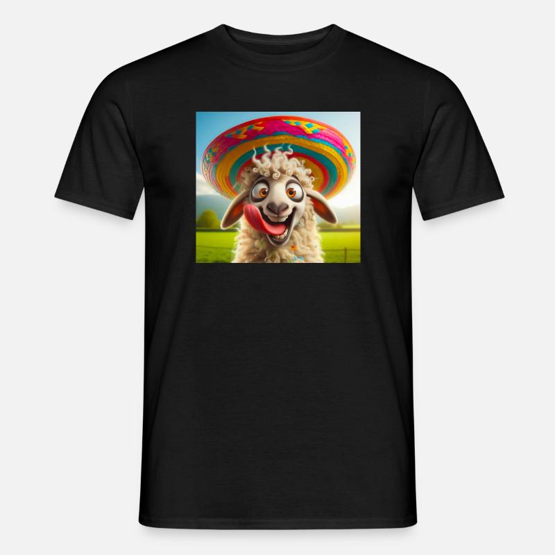 Schaf mit Sombrero - Männer T-Shirt - Schwarz