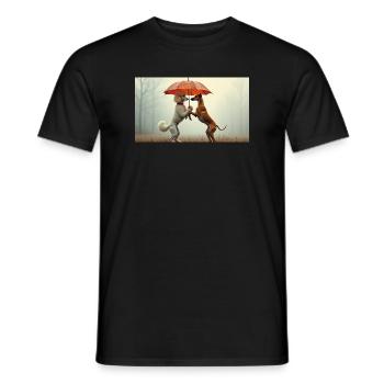 Dogs under umbrella - Men's T-Shirt - black - Front - AI Model Male 178 light (178cm)