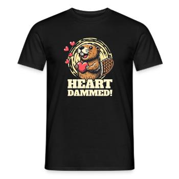 Heart Dammed - Cute Beaver Design for Valentine's Day - Men's T-Shirt - black - Front - AI Model Male 178 light (178cm)