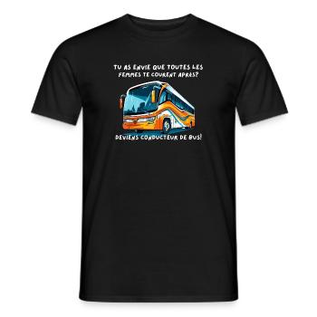 Bus flashy, rêve de chauffeur audacieux - T-shirt homme - noir - Devant - AI Model Male 178 light (178cm)