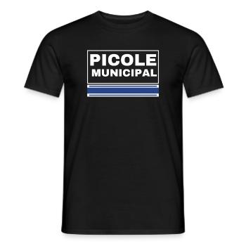 PICOLE MUNICIPAL Logo Bleu - T-shirt homme - noir - Devant - AI Model Male 178 light (178cm)