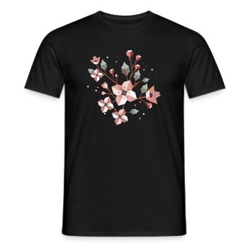 Branche de fleur de cerisier élégante - Splendeur printanière délicate - T-shirt homme - noir - Devant - AI Model Male 178 light (178cm)