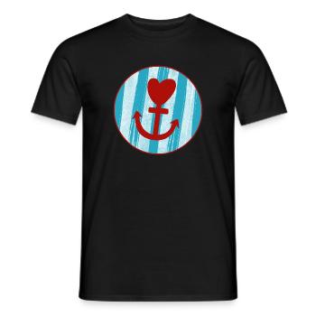 Anker Streifen Hamburg Liebe Herz Nordsee Ahoi Fan - Männer T-Shirt - Schwarz - Vorne - AI Model Male 178 light (178cm)