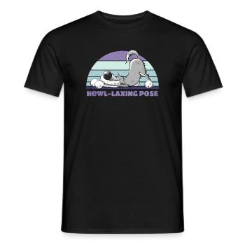 Wolf Yoga Howl-Laxing Pose - Men's T-Shirt - black - Front - AI Model Male 178 light (178cm)