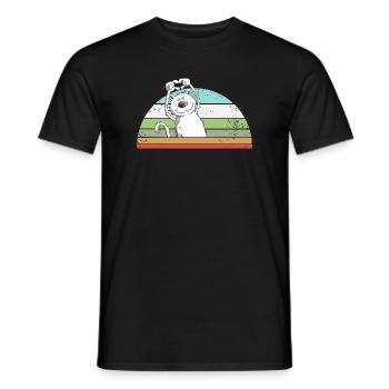 Droll Cat Cartoon Vintage Cat Lover - T-shirt homme - noir - Devant - AI Model Male 178 light (178cm)