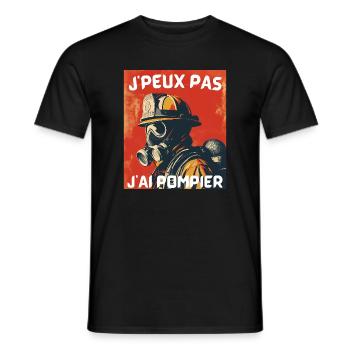 Pompier masqué – J'peux pas - T-shirt homme - noir - Devant - AI Model Male 178 light (178cm)