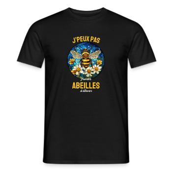 J'peux pas j'ai des abeilles – Vitrail Floral - T-shirt homme - noir - Devant - AI Model Male 178 light (178cm)